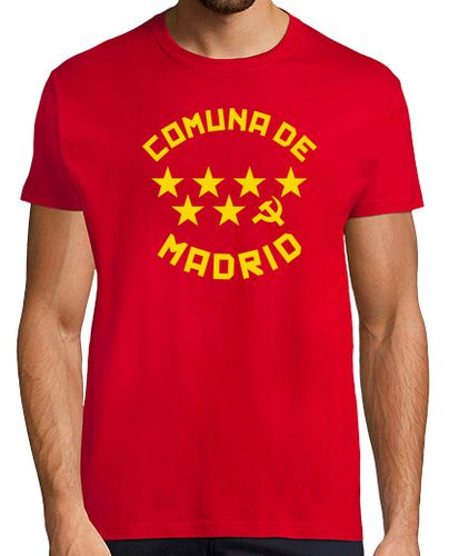 Camiseta COMUNA DE MADRID Hombre, manga corta cuello pico cerrado, rojo - latostadora.com - Modalova
