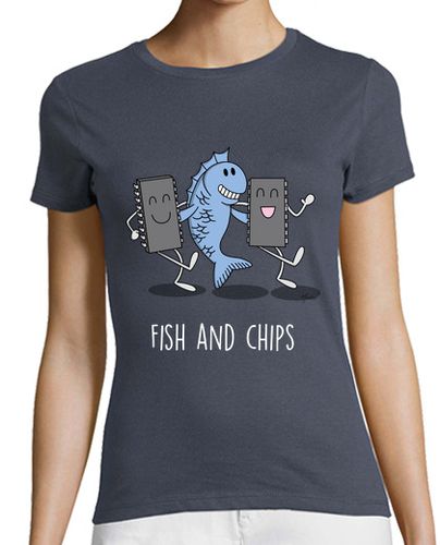 Camiseta mujer Fish and Chips black - latostadora.com - Modalova
