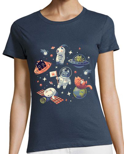 Camiseta mujer Gatos en el Espacio - latostadora.com - Modalova