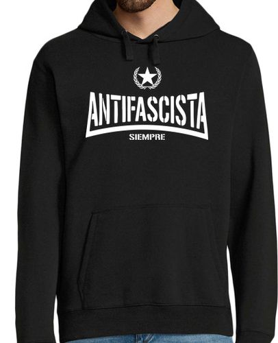 Sudadera Con Capucha Para Hombre Sudadera negra h - Antifascista siempre blanco laTostadora - latostadora.com - Modalova