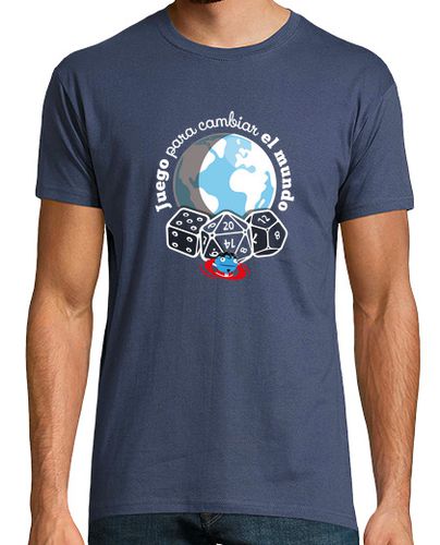 Camiseta Juego para cambiar el mundo con dados - Azul denim- Hombre - latostadora.com - Modalova