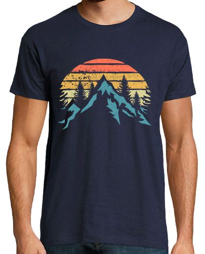 Camiseta Puesta De Sol Montañas Árboles Naturaleza Aventura Vintage - latostadora.com - Modalova