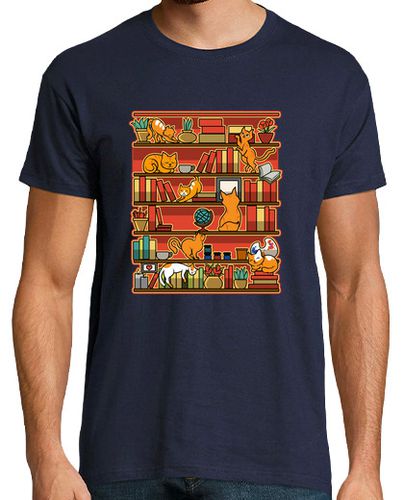 Camiseta Biblioteca Libros y Gatos - latostadora.com - Modalova