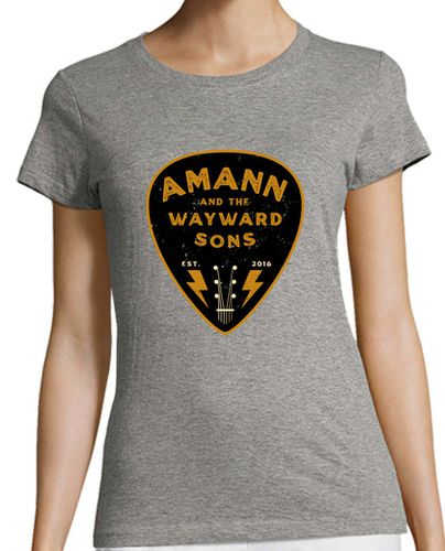 Camiseta mujer Logo AMANN pua negro y dorado Mujer, manga corta, gris vigoré, algodón orgánico - latostadora.com - Modalova