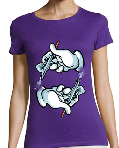 Camiseta mujer manos de dibujos animados y aerógrafo - latostadora.com - Modalova