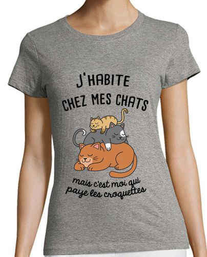 Camiseta mujer dibujando tres gatos - latostadora.com - Modalova