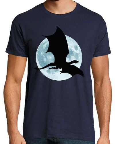 Camiseta Hombre Manga Corta Luna llena y silueta de Dragón 1 laTostadora - latostadora.com - Modalova