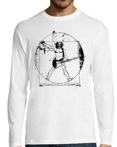 Camiseta Hombre Manga Larga Hombre de Vitruvio Rock - Guitarrista laTostadora - latostadora.com - Modalova