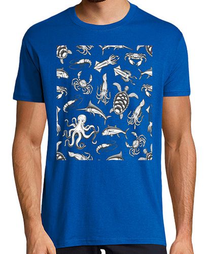 Camiseta Hombre Manga Corta patrón de peces de mar océano laTostadora - latostadora.com - Modalova