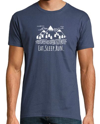 Camiseta Hombre Manga Corta Camiseta dibujo montañas. Eat, Sleep, Run. laTostadora - latostadora.com - Modalova