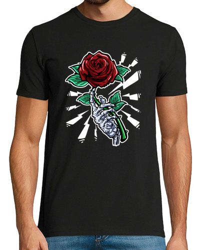 Camiseta Hombre Manga Corta tatuaje esqueleto mano rosa roja flor laTostadora - latostadora.com - Modalova