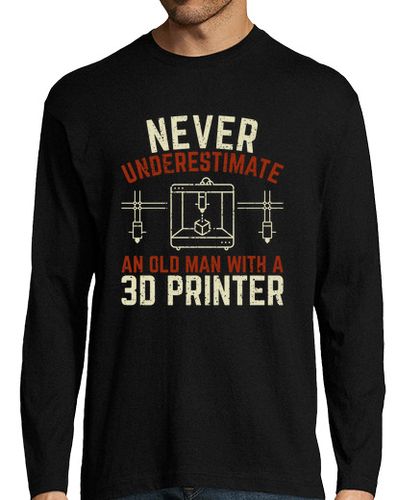 Camiseta Hombre Manga Larga impresión de impresora 3d anciano laTostadora - latostadora.com - Modalova