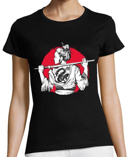 Camiseta Mujer Manga Corta samurai niña dragón tatuaje katana espa laTostadora - latostadora.com - Modalova