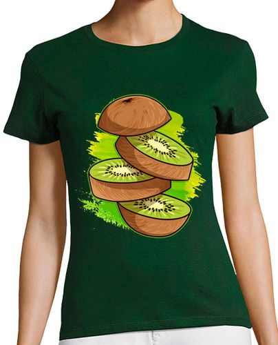 Camiseta Mujer Manga Corta Rodajas de Kiwi Fruta Humor Comida Divertida laTostadora - latostadora.com - Modalova