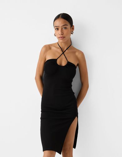 Vestido Midi Abertura Frunce Mujer M - Bershka - Modalova