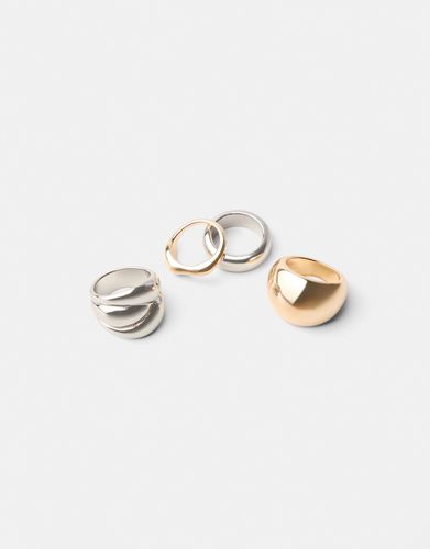 Pack 4 Anillos Signature Edition Mujer S - Bershka - Modalova