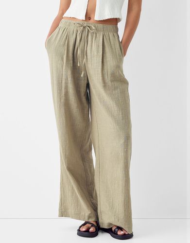 Pantalón Wide Leg Rústico Mujer L - Bershka - Modalova