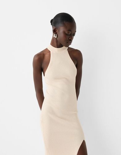 Vestido Midi Rib Halter Mujer M - Bershka - Modalova