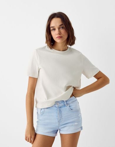 Short Denim Roll Up Mujer 44 - Bershka - Modalova