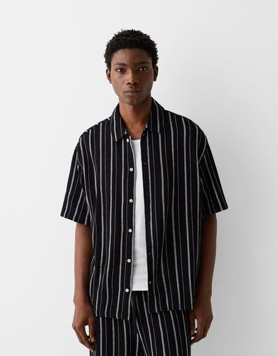 Camisa Manga Corta Rústica Rayas Hombre L - Bershka - Modalova