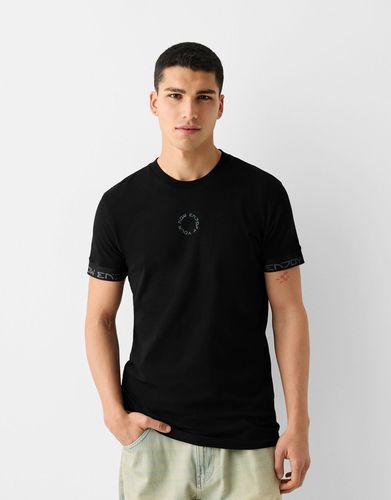 Camiseta Manga Corta Slim Fit Bandas Hombre M - Bershka - Modalova