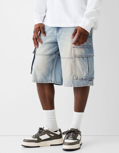 Bermuda Denim Baggy Cargo Hombre 46 - Bershka - Modalova