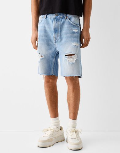 Bermuda Denim Rotos Hombre 38 - Bershka - Modalova