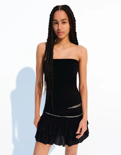 Ershka Top Bandeau Frunces Mujer S " - Bershka - Modalova