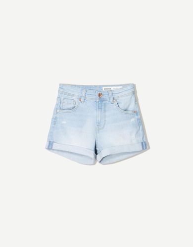 Short Denim Roll Up Mujer 38 - Bershka - Modalova