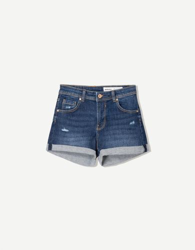 Short Denim Roll Up Mujer 42 - Bershka - Modalova