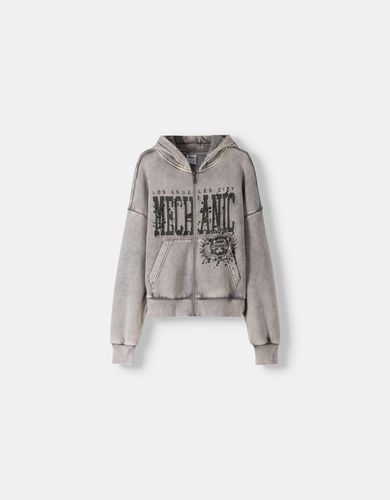 Sudadera Cremallera Boxy Cropped Print Hombre Xs - Bershka - Modalova