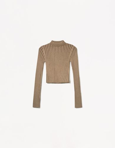 Jersey Canalé Cuello Alto Mujer S - Bershka - Modalova