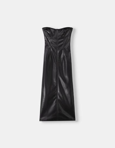 Vestido Midi Bandeau Efecto Piel Mujer S - Bershka - Modalova