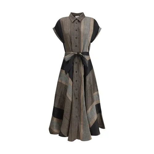 Gestreiftes Patchwork-Chemisier-Kleid - Sara Roka - Modalova