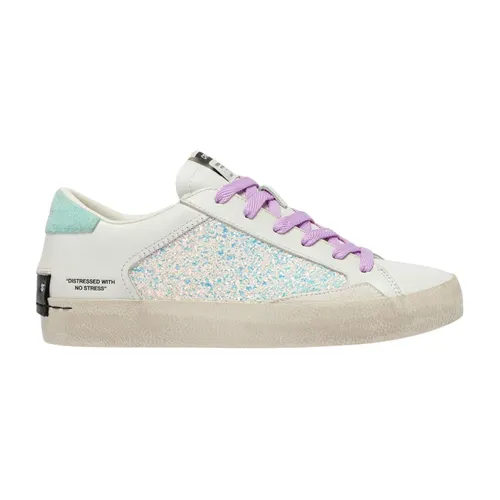 Distressed Weiße Sneakers mit Aquamarin-Details - Crime London - Modalova