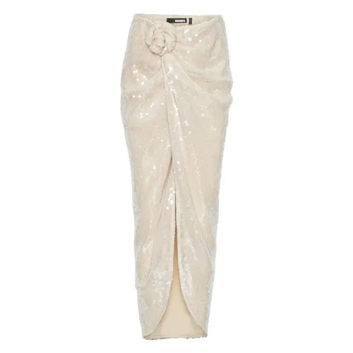 White Sequined Draped Flower Skirt - Rotate Birger Christensen - Modalova