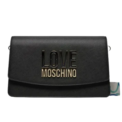 Black Hand Bag with Logo Plaque - Love Moschino - Modalova