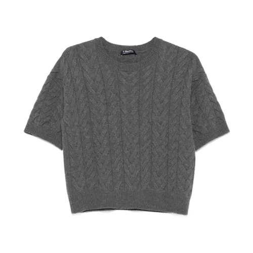 Grey Cable Knit Sweater - Max Mara - Modalova