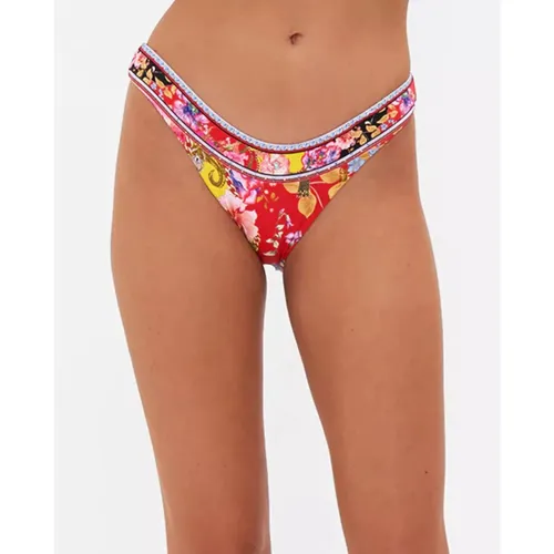 Floral Bikini Bottom with Crystals - Camilla - Modalova