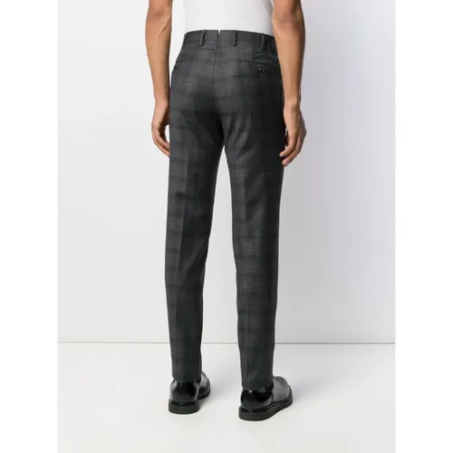 Slim Fit Checked Wool Pants - PT Torino - Modalova