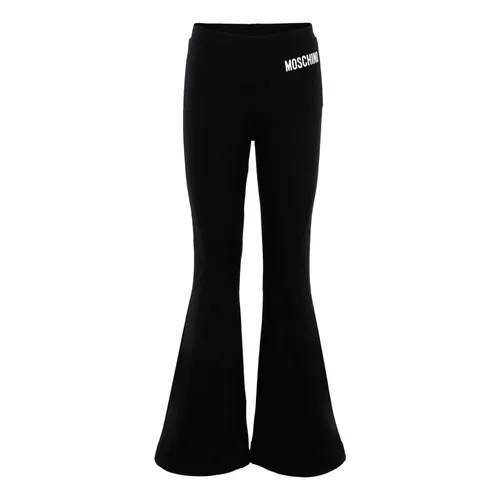 Black Flared Leggings with Logo Print - Moschino - Modalova
