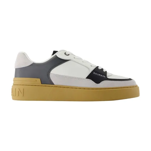 Grey Leather Sneakers - B-Court Flip - Balmain - Modalova