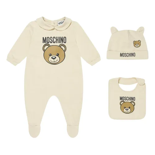 Baby Bear Logo Babygrow Set in Beige - Moschino - Modalova