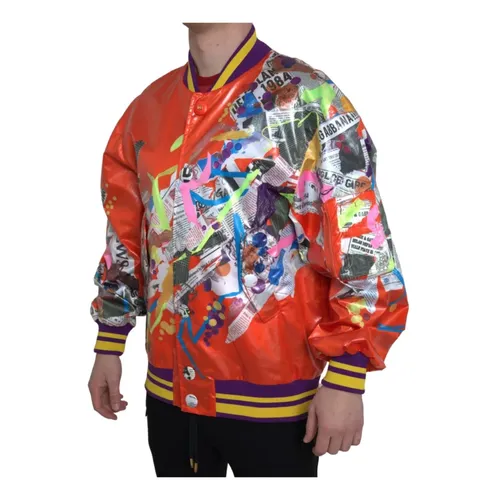 Orange Button Polyester Bomber Jacket - Dolce & Gabbana - Modalova