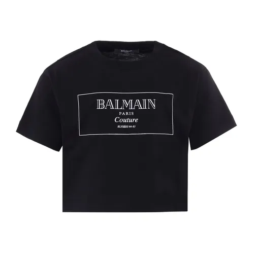 Black Short Sleeves Cotton T-Shirt - Balmain - Modalova
