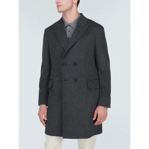 Tailored Wool-Blend Coat Dark Grey - Zegna - Modalova
