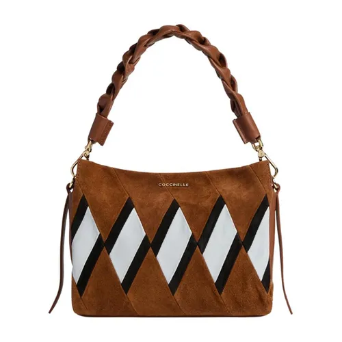 Geometric Suede Bag with Woven Handle - Coccinelle - Modalova