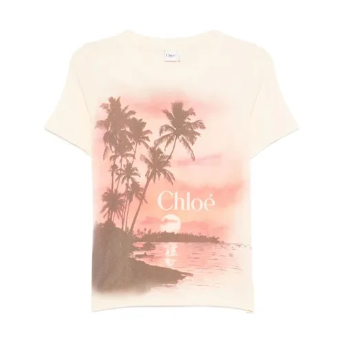 Chloé - Tops > T-Shirts - Pink - Chloé - Modalova
