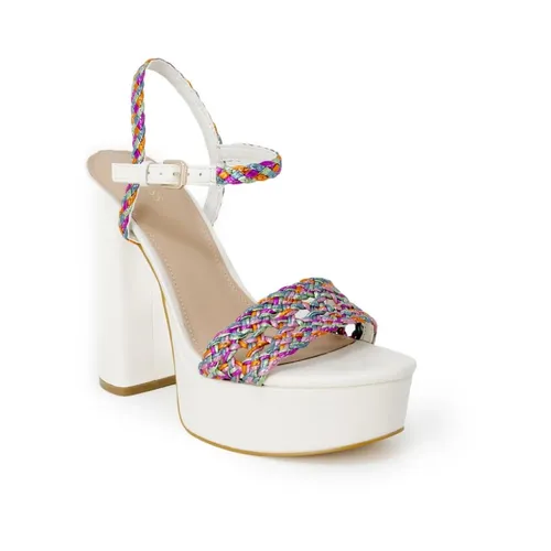 White Patterned Block Heel Sandals - Guess - Modalova
