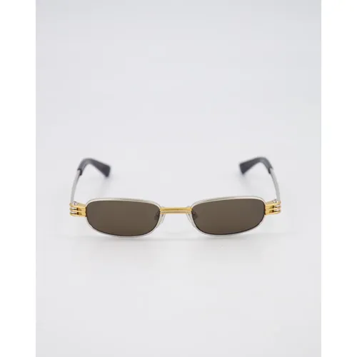 Rectangle Silver Sunglasses - Bottega Veneta - Modalova